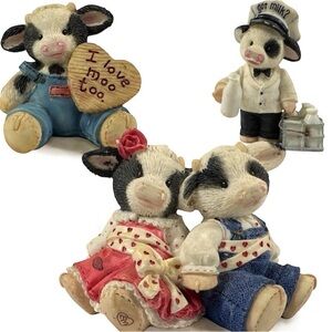 Mary’s Moo Moos Vintage Enesco Cow Figurines Lot of 3 Got Milk Insepar-a-bull